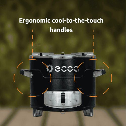 Ergonomic cool-to-the-touch handles