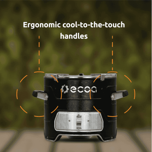 Ergonomic cool-to-the-touch handles