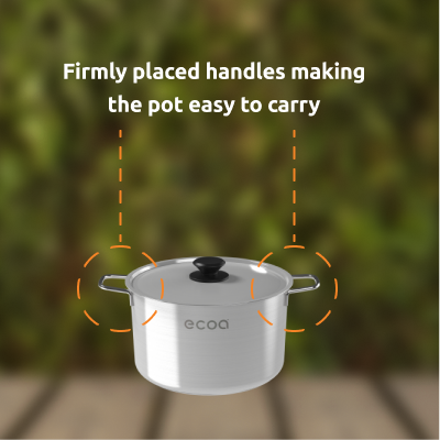 Firmly placed handles making the pot easy to carry