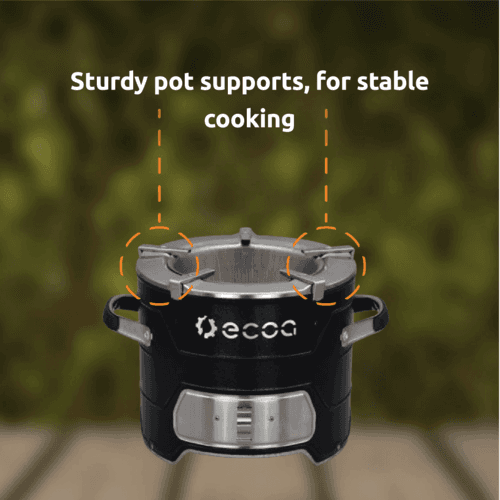 Sturdy pot supports, for stable cooking